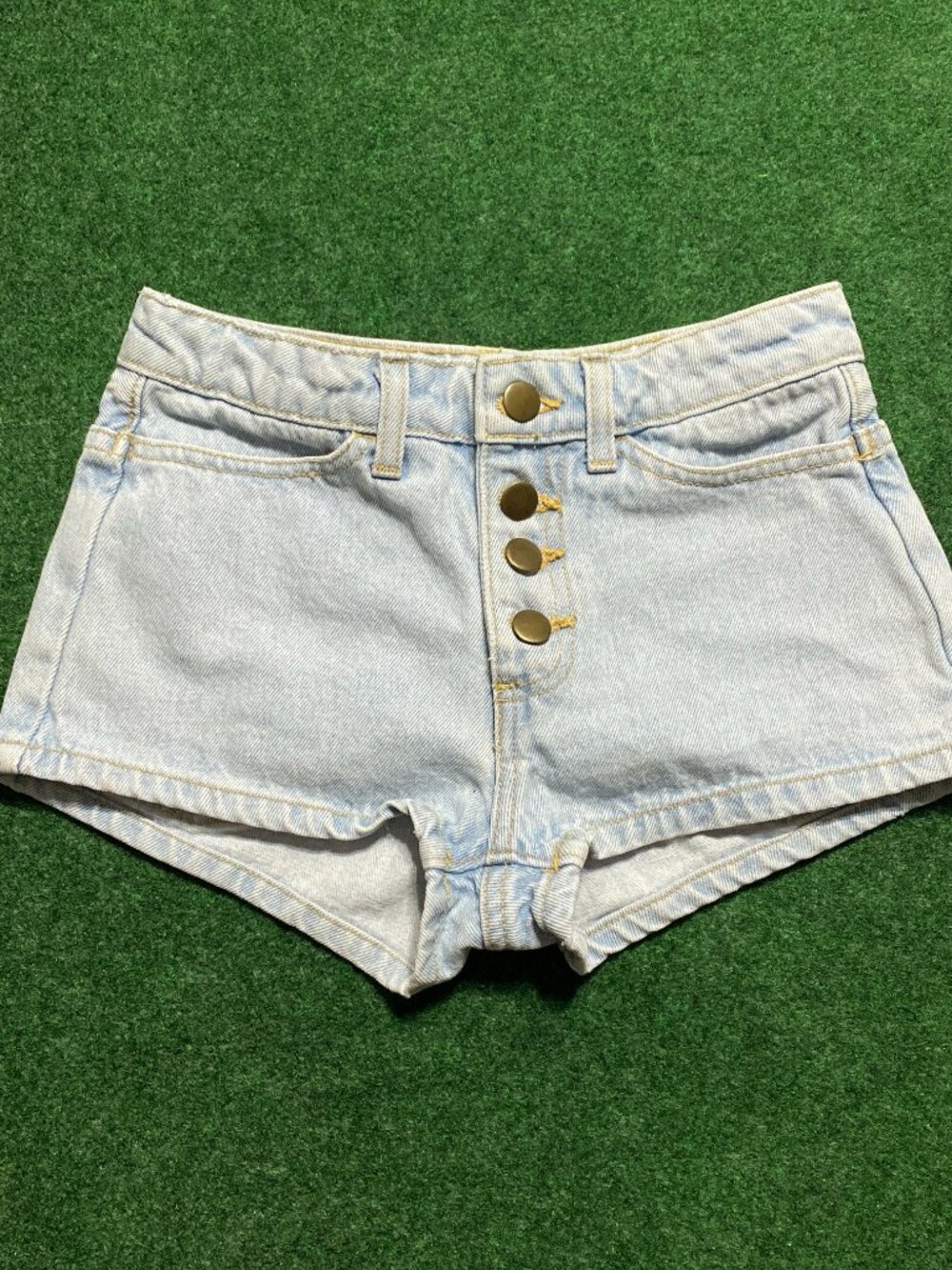 Women’s American Apparel Jeans Button-Down Short-Shorts Light-Wash 24